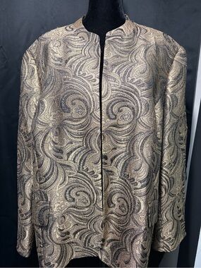 Kasper Gold and Black Brocade Blazer Jacket